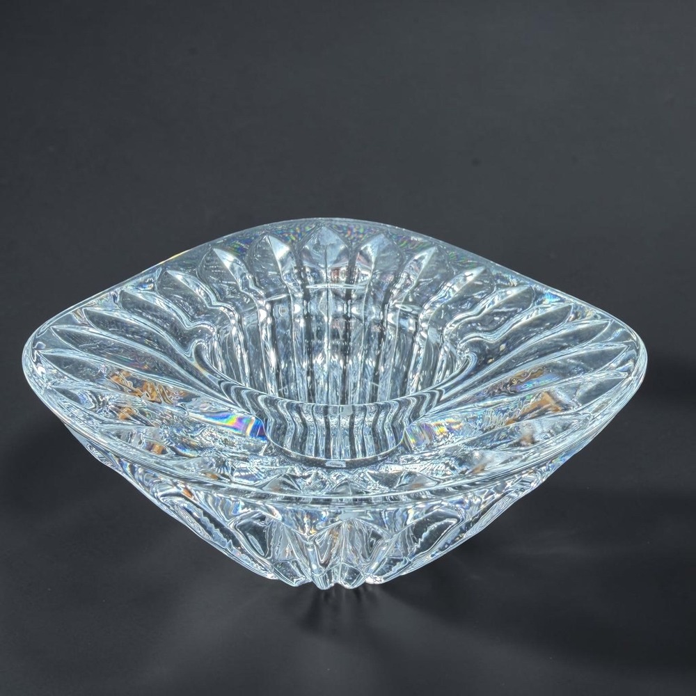 Vintage Sweden Crystal Glass Petal Votive Trilliant Trinket Dish Candle Holder
